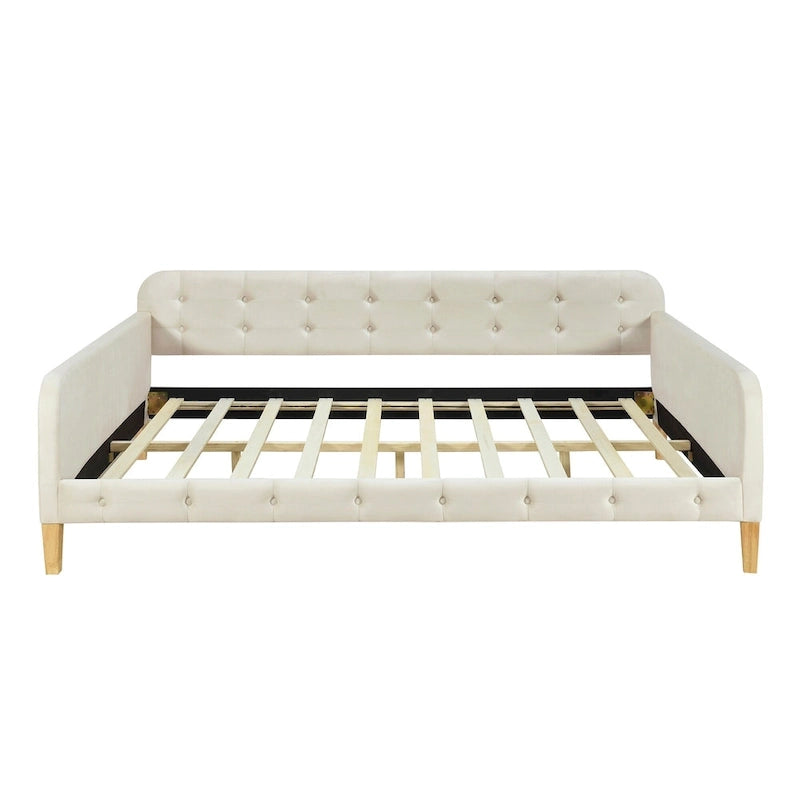 Upholstered Daybed w4 Support Legs, Button Tufting Loveseat Sofa Bed