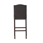 Modern Set of 2 Bar Stools with Leather Cushioned Backrests, Nailhead Trim, Solid Wood Legs for Dining Room Living Room Bar