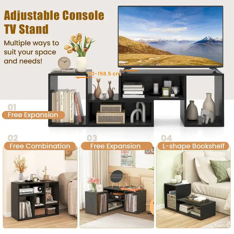 Costway 2 PCS Adjustable TV Stands with Storage Cubes for TVs up to 55 - See Details