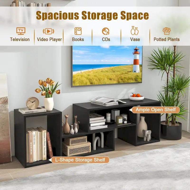 Costway 2 PCS Adjustable TV Stands with Storage Cubes for TVs up to 55 - See Details