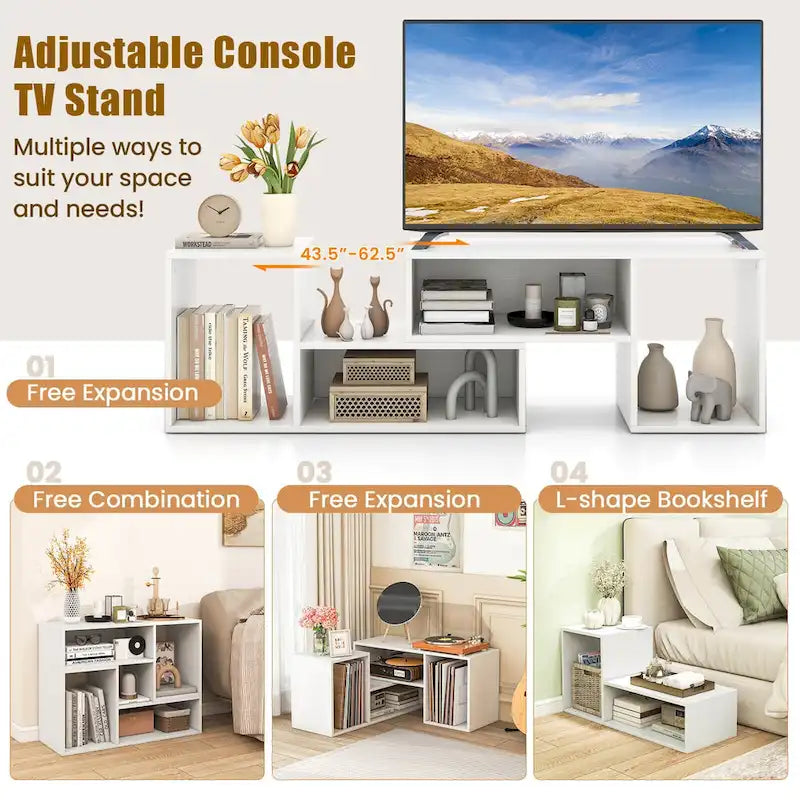 Costway 2 PCS Adjustable TV Stands with Storage Cubes for TVs up to 55 - See Details