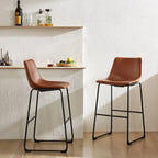 Sweetcrispy 30 Counter Height Bar Stools, Modern Faux Leather High Barstools with Back and Metal Leg, Set of 2