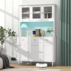 Gymax 77 Tall Kitchen Pantry Storage Cabinet with LED Lights and