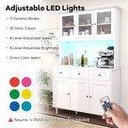 Gymax 77 Tall Kitchen Pantry Storage Cabinet with LED Lights and