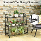 Costway 3-tier Metal Plant Stand Shelf Flower Pot Holder Display Rack