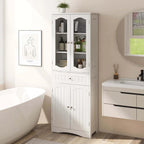 Costway 63 Tall Bathroom Cabinet with Tempered Glass Doors Adjustable - See Details