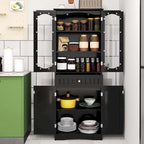 Costway 63 Tall Bathroom Cabinet with Tempered Glass Doors Adjustable - See Details