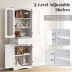 Costway 63 Tall Bathroom Cabinet with Tempered Glass Doors Adjustable - See Details