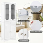 Costway 63 Tall Bathroom Cabinet with Tempered Glass Doors Adjustable - See Details