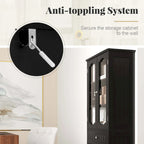 Costway 63 Tall Bathroom Cabinet with Tempered Glass Doors Adjustable - See Details