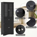Costway 63 Tall Bathroom Cabinet with Tempered Glass Doors Adjustable - See Details