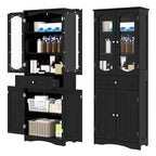 Costway 63 Tall Bathroom Cabinet with Tempered Glass Doors Adjustable - See Details