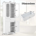 Costway 63 Tall Bathroom Cabinet with Tempered Glass Doors Adjustable - See Details