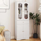Costway 63 Tall Bathroom Cabinet with Tempered Glass Doors Adjustable - See Details