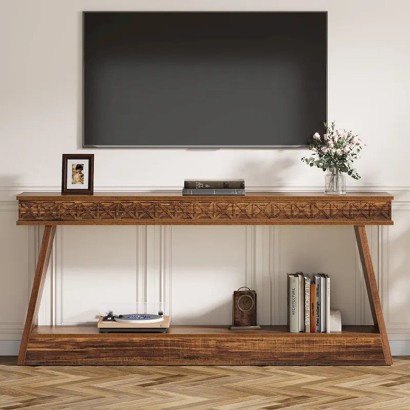 70.87-Inch Extra Long Entryway Table, 2-Tier Narrow Console Table with Storage - 70.87D x 11.81W x 31.5H