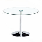 Modern Circular Dining Table with Stylish Glass Top and Sturdy Metal Legs for Various Spaces