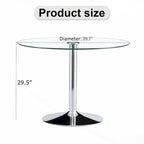 Modern Circular Dining Table with Stylish Glass Top and Sturdy Metal Legs for Various Spaces