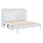 Full/Queen Size Murphy Bed Wall Bed with a Large Storage Drawer, Space Saving Murphy Cabinet Bed w/ a set of Sockets & USB Ports