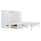Full/Queen Size Murphy Bed Wall Bed with a Large Storage Drawer, Space Saving Murphy Cabinet Bed w/ a set of Sockets & USB Ports