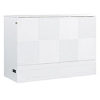 Full/Queen Size Murphy Bed Wall Bed with a Large Storage Drawer, Space Saving Murphy Cabinet Bed w/ a set of Sockets & USB Ports