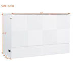 Full/Queen Size Murphy Bed Wall Bed with a Large Storage Drawer, Space Saving Murphy Cabinet Bed w/ a set of Sockets & USB Ports