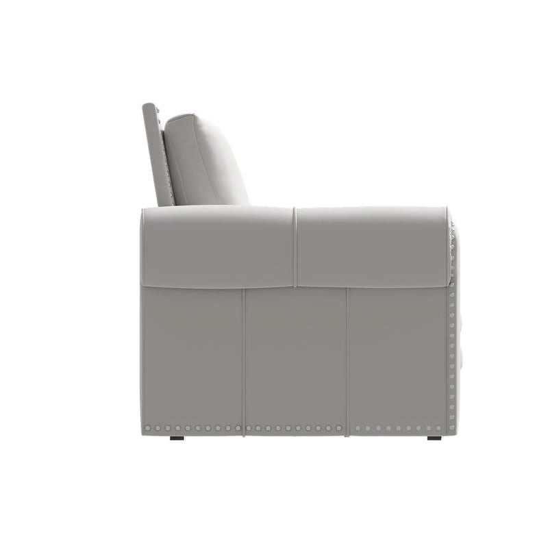 3-in-1 King Pull Out Sofa Bed Chesterfield Sofa, Velvet/Faux Leather Convertible Sleeper Sofa with Nailhead Trim & Rolled Arm