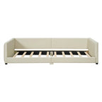Double Upholstered Platform Bed Queen Size & Twin XL Size, PU Leather Mother & Child Bed Floor Bed Daybed for Bedroom