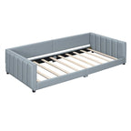 Double Upholstered Platform Bed Queen Size & Twin XL Size, PU Leather Mother & Child Bed Floor Bed Daybed for Bedroom