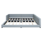 Double Upholstered Platform Bed Queen Size & Twin XL Size, PU Leather Mother & Child Bed Floor Bed Daybed for Bedroom
