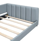 Double Upholstered Platform Bed Queen Size & Twin XL Size, PU Leather Mother & Child Bed Floor Bed Daybed for Bedroom