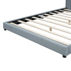 Double Upholstered Platform Bed Queen Size & Twin XL Size, PU Leather Mother & Child Bed Floor Bed Daybed for Bedroom