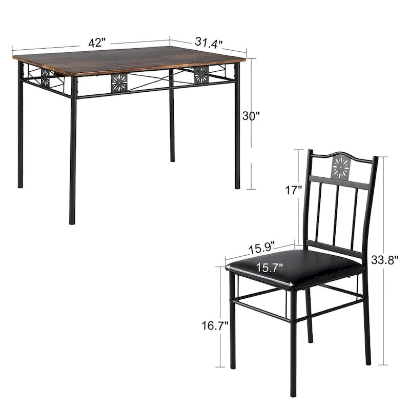 VECELO 3/5-piece Dining Table and Dining Chair Set, Dining Sets Antique Brown