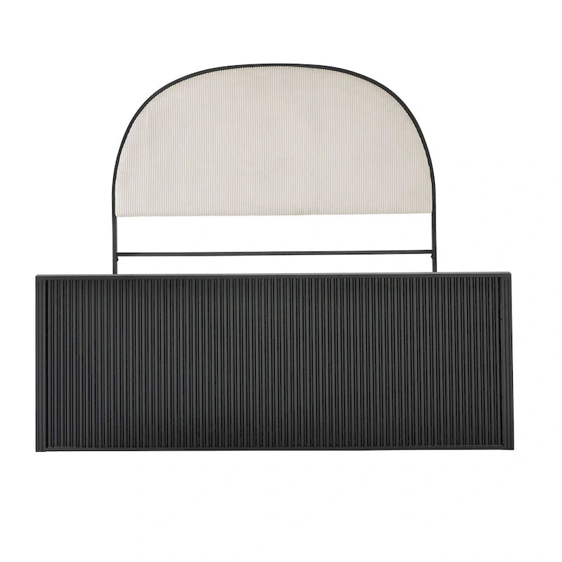 Choteau Black Finish Metal Gray Fabric Queen Bed by iNSPIRE Q Modern