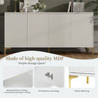 4-Door Sideboard with Unique Texture & Adjustable Shelves