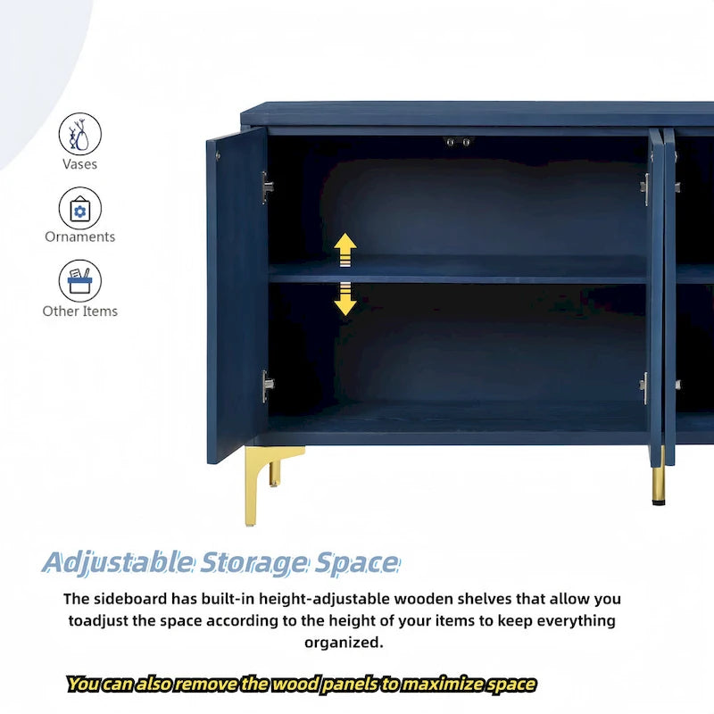 4-Door Sideboard with Unique Texture & Adjustable Shelves
