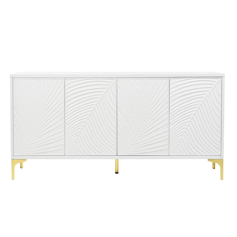 4-Door Sideboard with Unique Texture & Adjustable Shelves