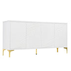 4-Door Sideboard with Unique Texture & Adjustable Shelves