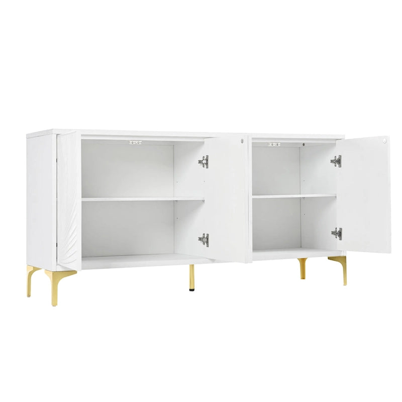 4-Door Sideboard with Unique Texture & Adjustable Shelves
