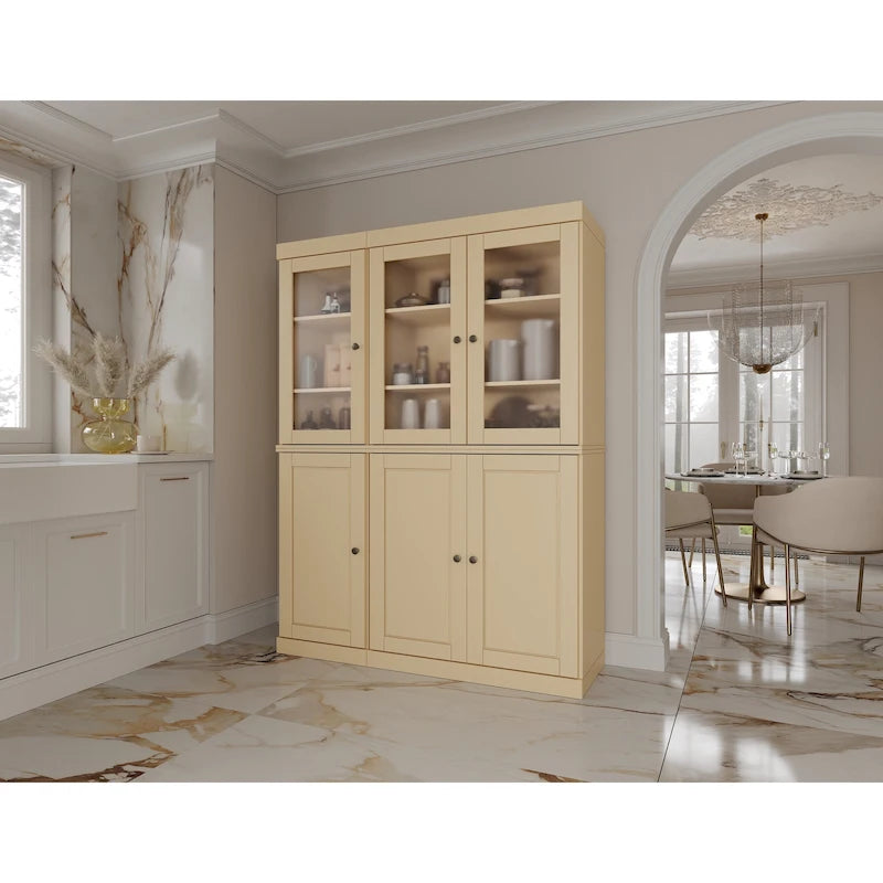 Palace Imports 100% Solid Wood 48.5 Pantry China Cabinet with Frosted Glass, Solid Wood Doors and 2-Drawers
