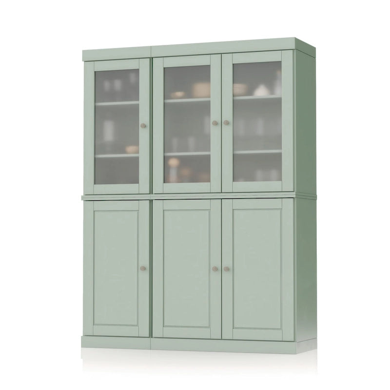 Palace Imports 100% Solid Wood 48.5 Pantry China Cabinet with Frosted Glass, Solid Wood Doors and 2-Drawers