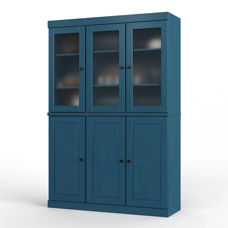 Palace Imports 100% Solid Wood 48.5 Pantry China Cabinet with Frosted Glass, Solid Wood Doors and 2-Drawers