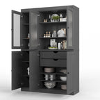Palace Imports 100% Solid Wood 48.5 Pantry China Cabinet with Frosted Glass, Solid Wood Doors and 2-Drawers
