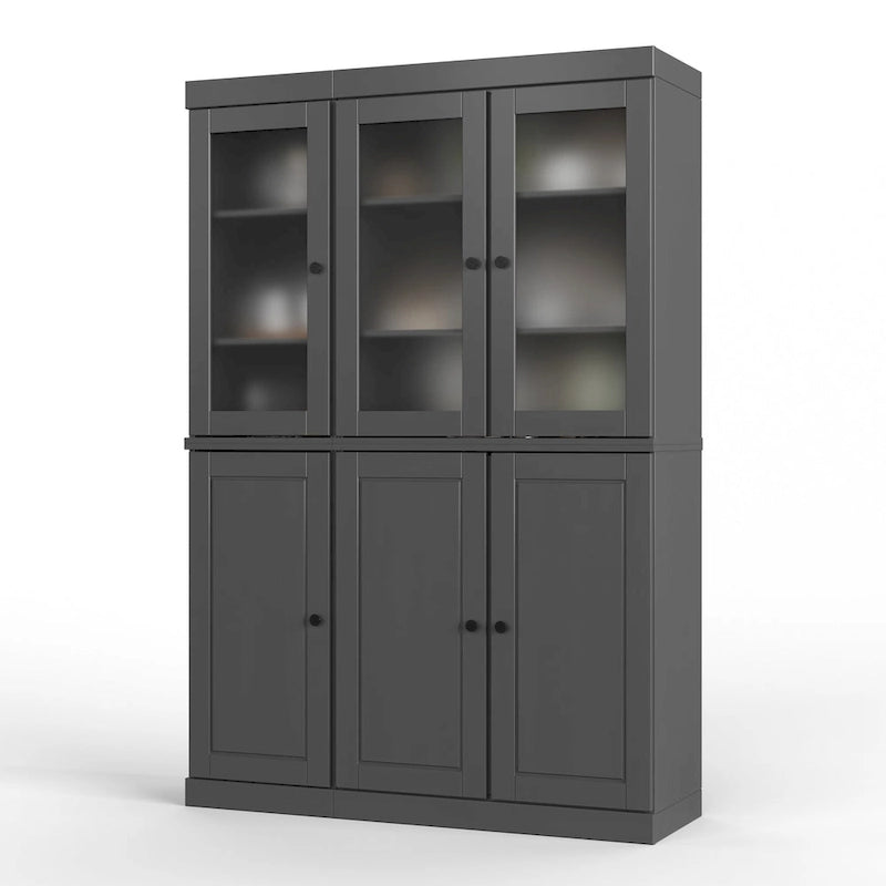 Palace Imports 100% Solid Wood 48.5 Pantry China Cabinet with Frosted Glass, Solid Wood Doors and 2-Drawers