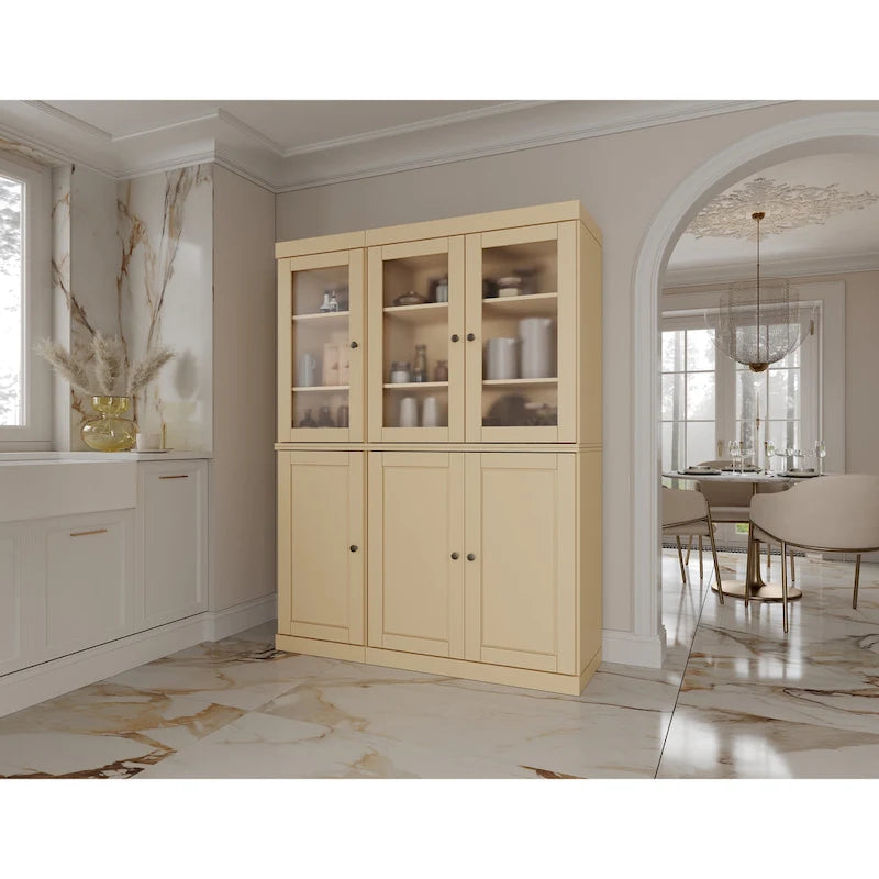 Palace Imports 100% Solid Wood 48.5 Pantry China Cabinet with Frosted Glass, Solid Wood Doors and 2-Drawers