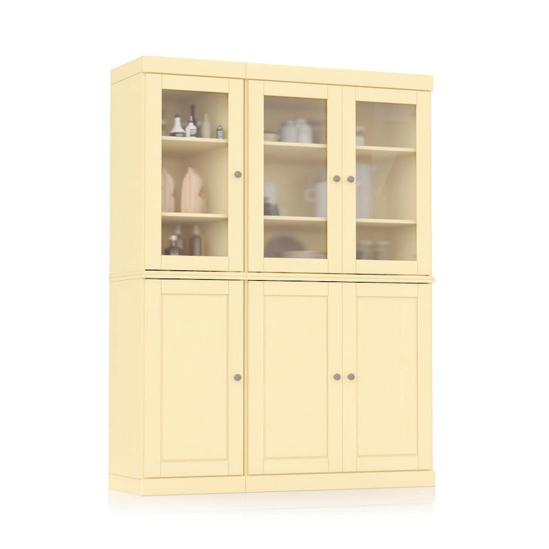 Palace Imports 100% Solid Wood 48.5 Pantry China Cabinet with Frosted Glass, Solid Wood Doors and 2-Drawers