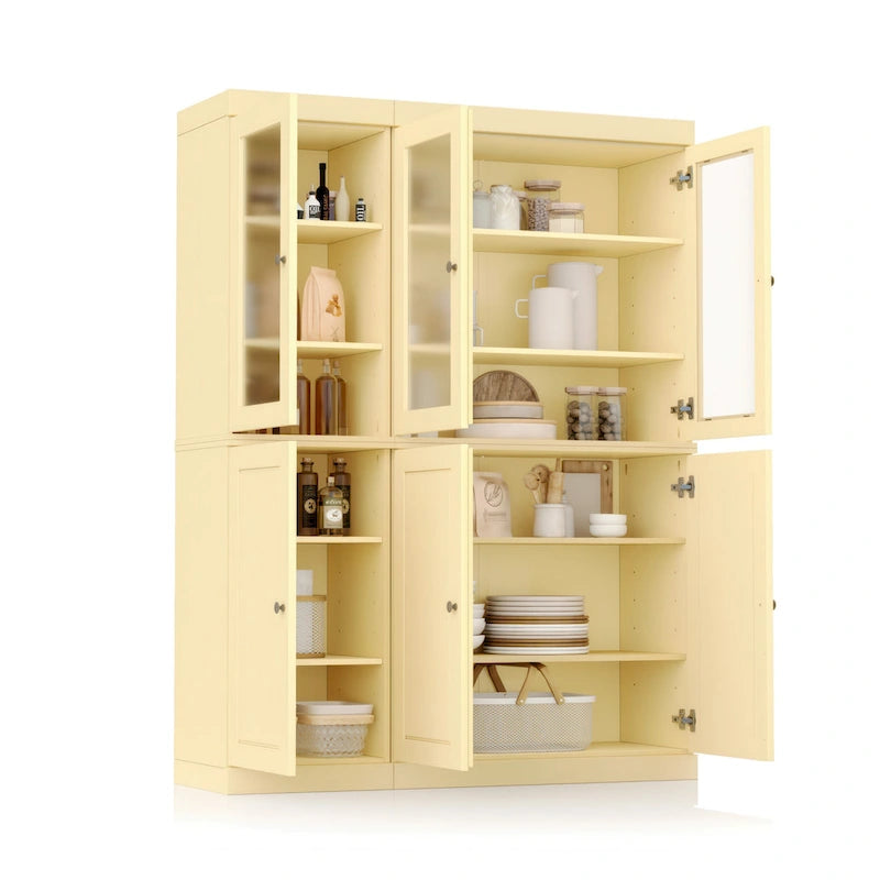 Palace Imports 100% Solid Wood 48.5 Pantry China Cabinet with Frosted Glass, Solid Wood Doors and 2-Drawers