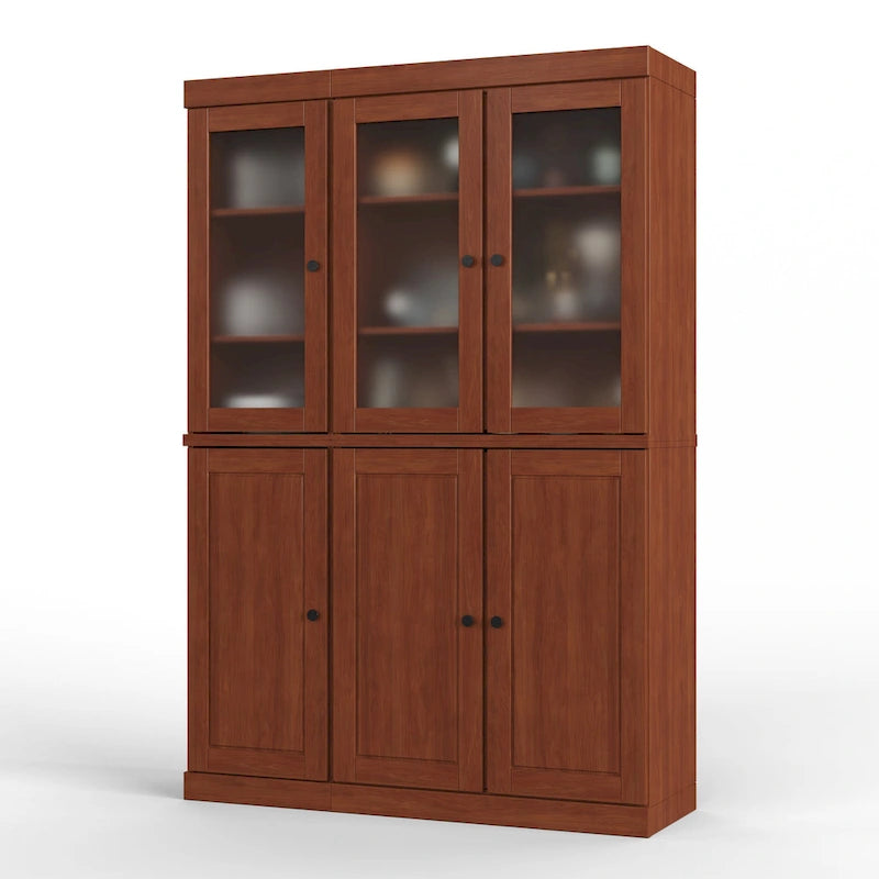 Palace Imports 100% Solid Wood 48.5 Pantry China Cabinet with Frosted Glass, Solid Wood Doors and 2-Drawers