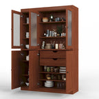 Palace Imports 100% Solid Wood 48.5 Pantry China Cabinet with Frosted Glass, Solid Wood Doors and 2-Drawers