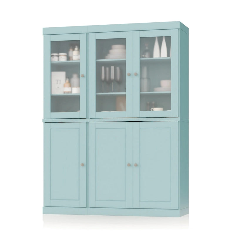 Palace Imports 100% Solid Wood 48.5 Pantry China Cabinet with Frosted Glass, Solid Wood Doors and 2-Drawers