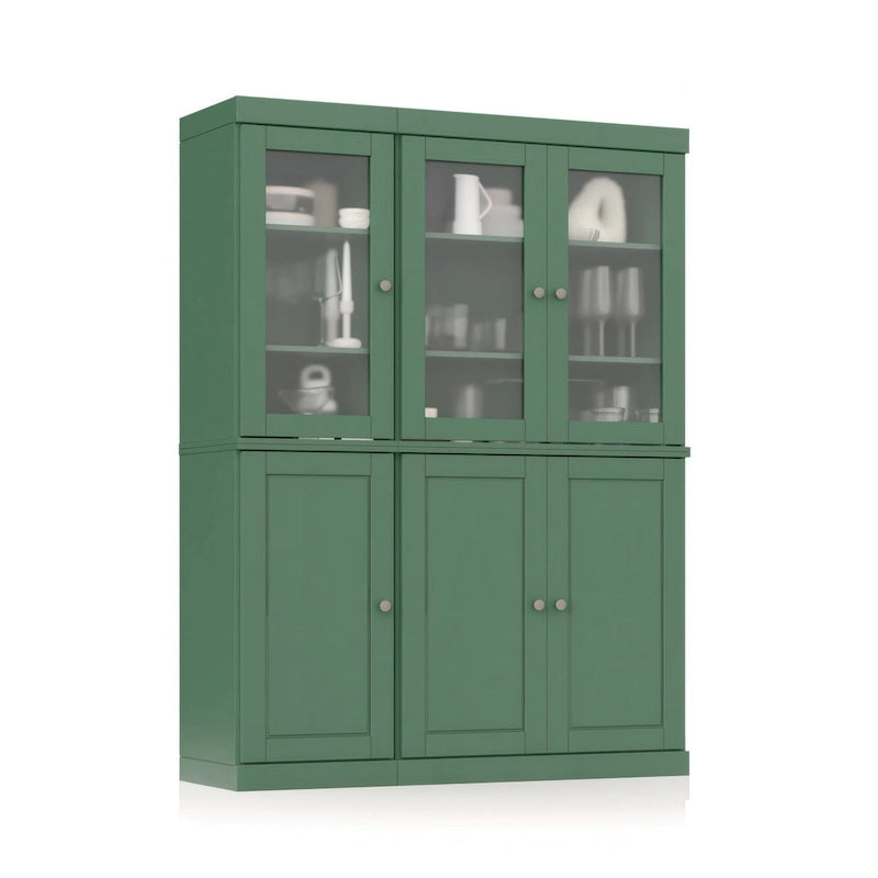 Palace Imports 100% Solid Wood 48.5 Pantry China Cabinet with Frosted Glass, Solid Wood Doors and 2-Drawers